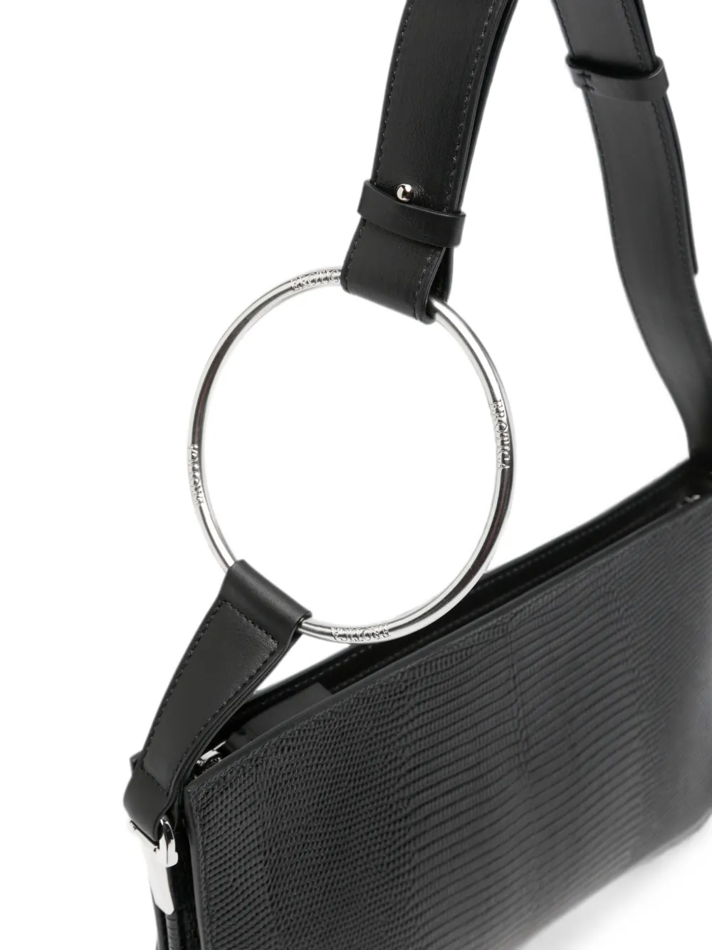 DONDUP Shopper met hagedissen-effect en ringhandvat Zwart