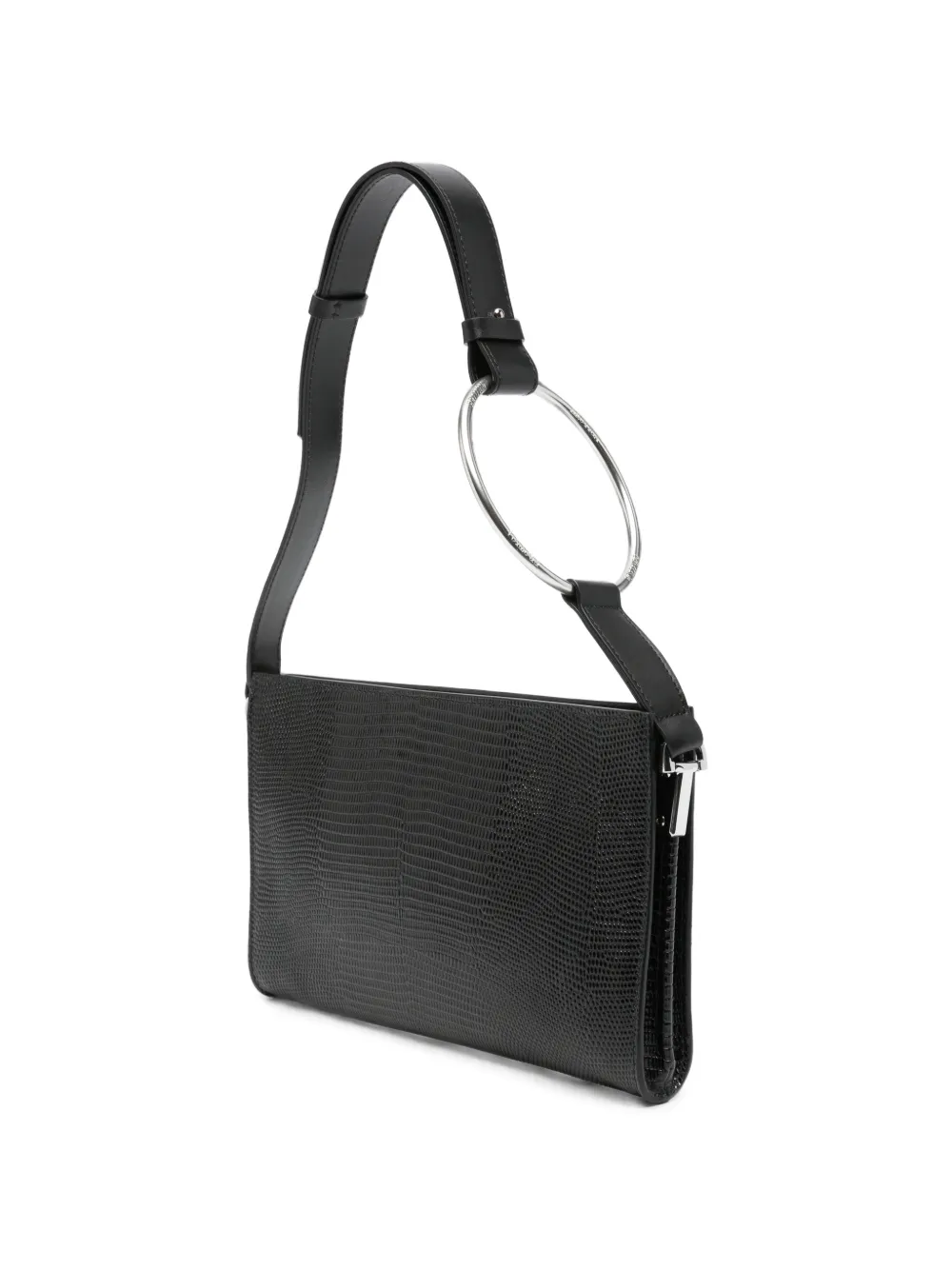 DONDUP Shopper met hagedissen-effect en ringhandvat Zwart