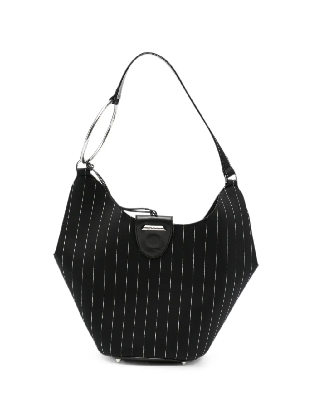 DONDUP pinstripe-pattern ring-handle tote bag - Nero