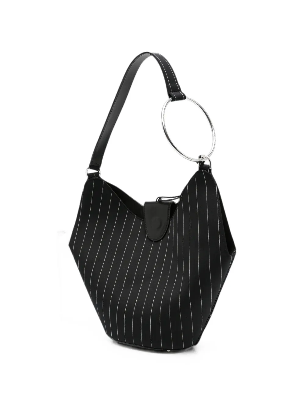 DONDUP Shopper met krijtstreep en handvat Zwart