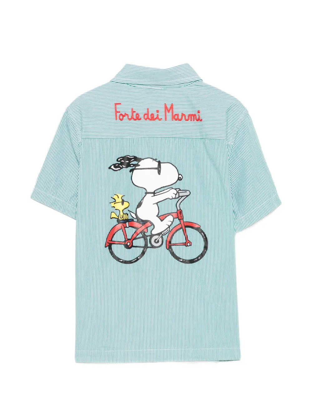 MC2 Saint Barth Kids x Peanuts gestreept overhemd met korte mouwen Blauw