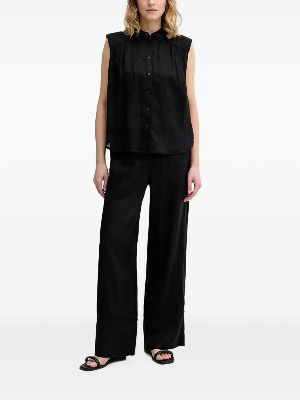 Benetton Broek met trekkoordtaille Zwart