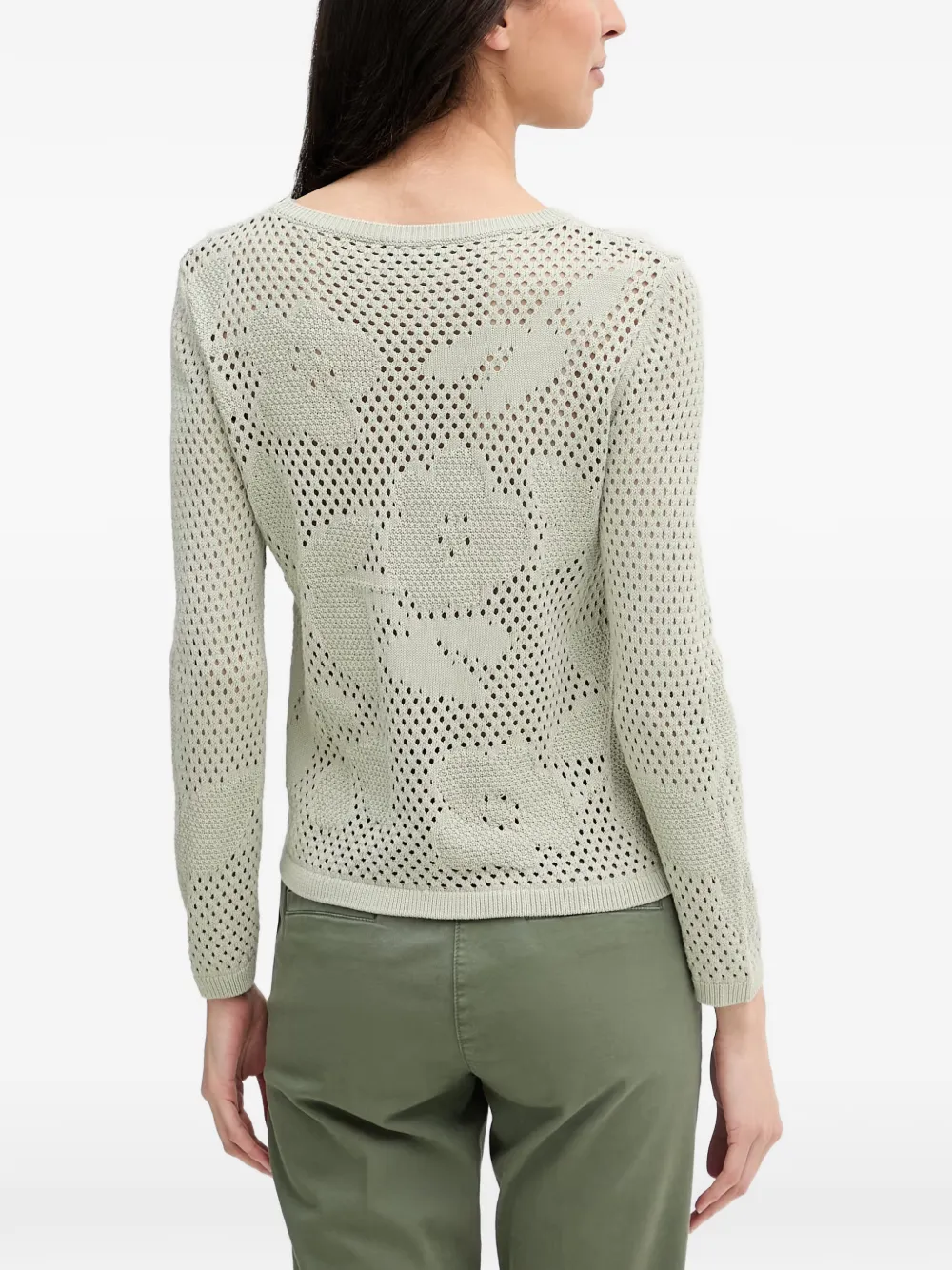 Benetton Gebreide trui met bloemen-intarsia Groen