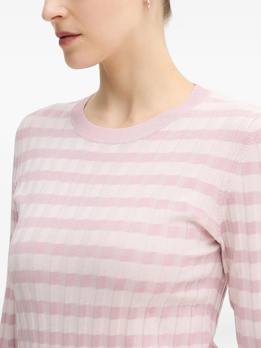 Benetton striped ribbed-knit sweater Roze