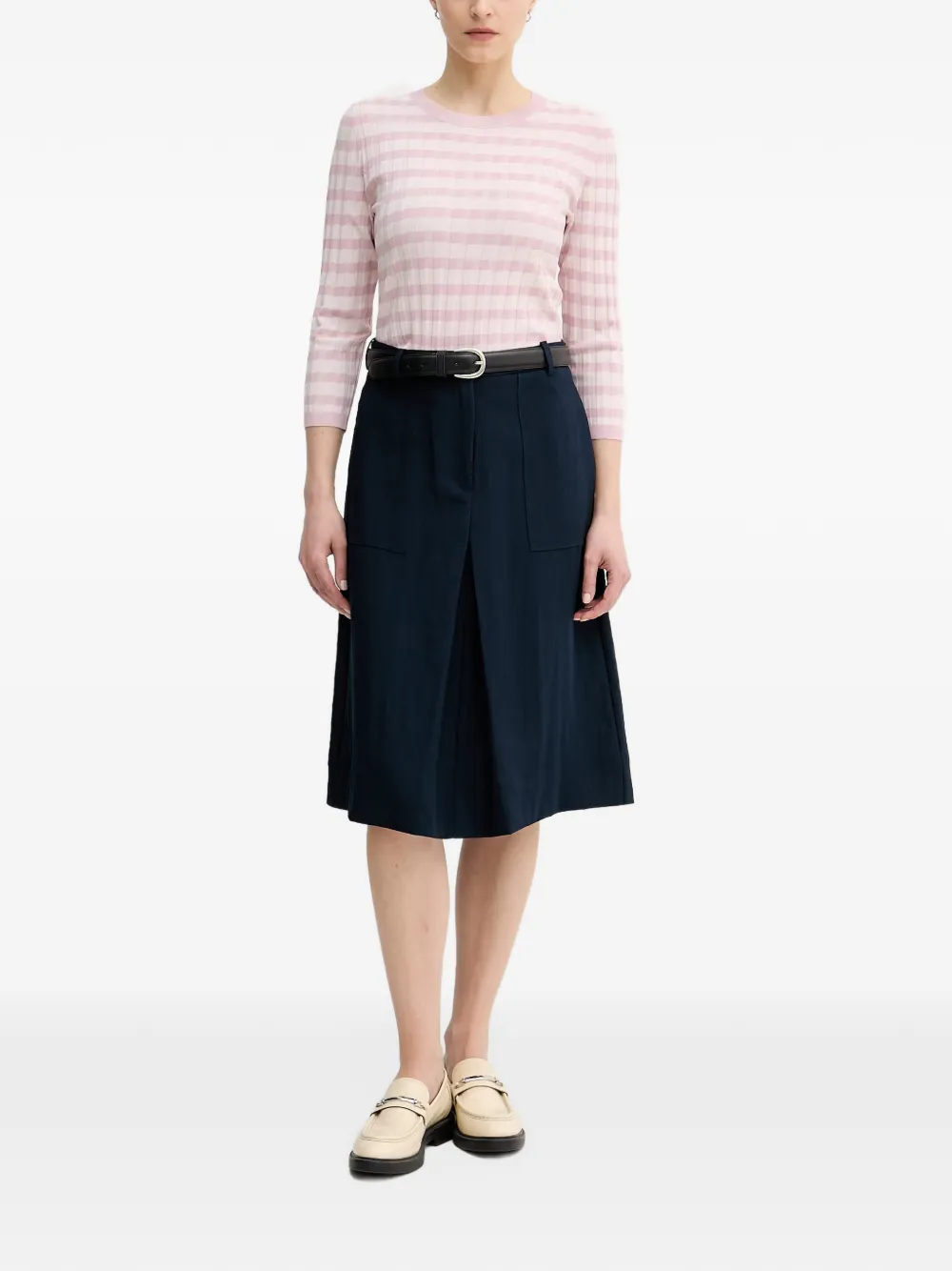 Benetton striped ribbed-knit sweater Roze