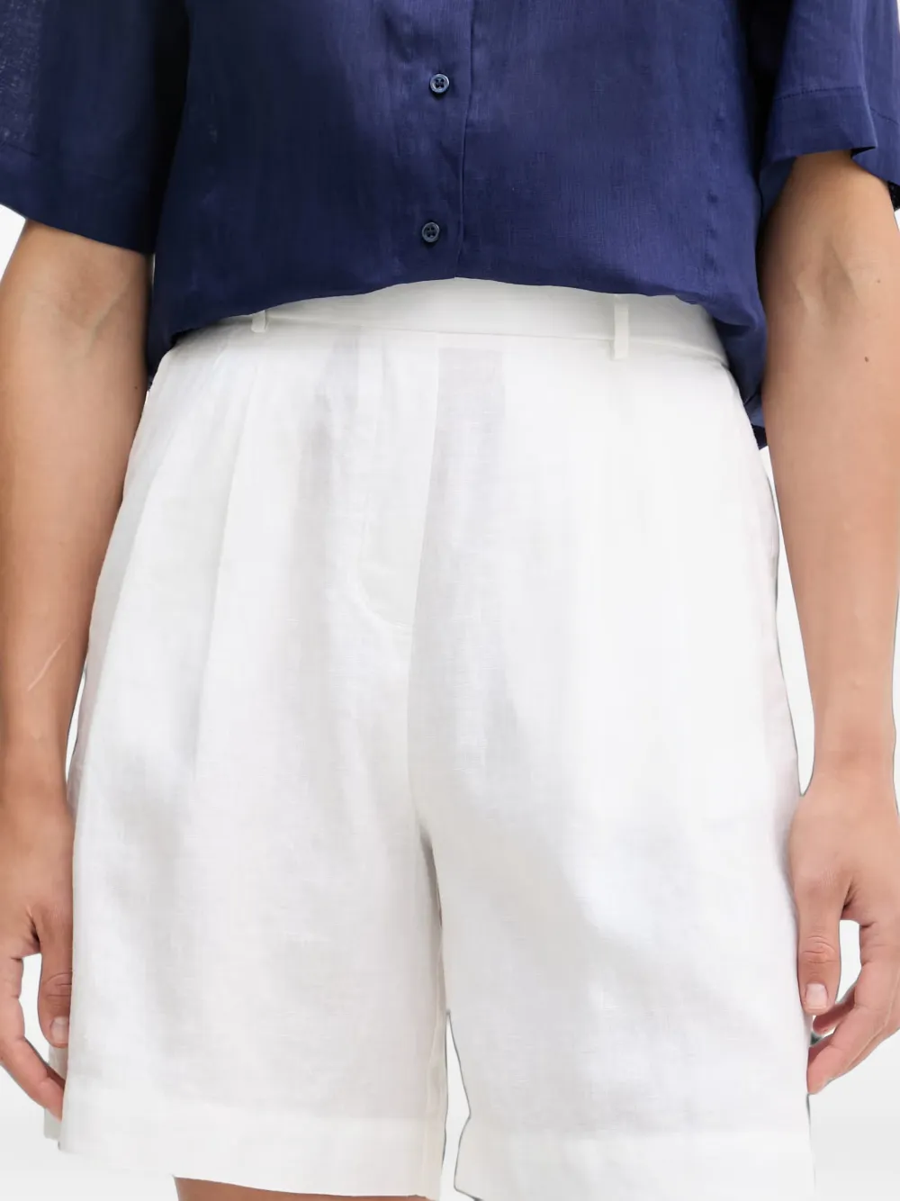 Benetton Pleated Elasticated-waist Shorts In White