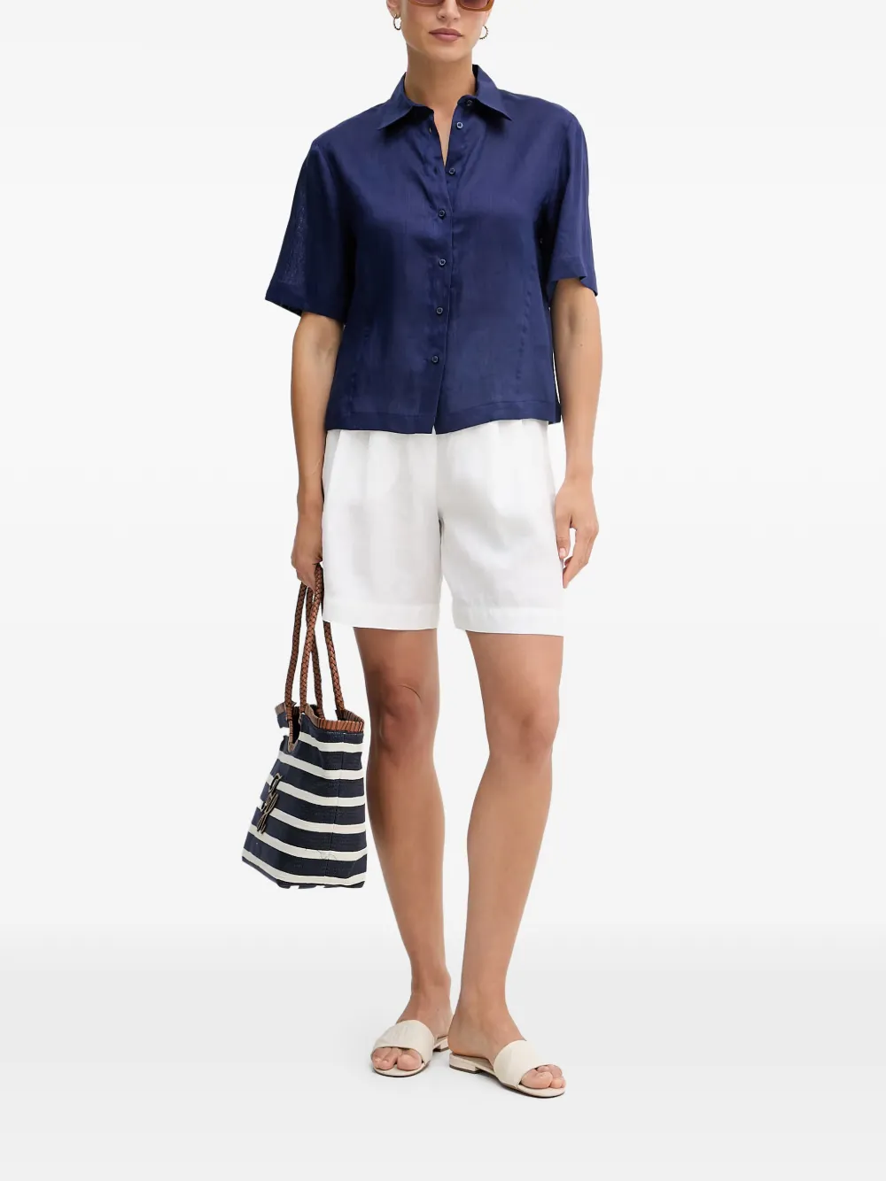 Benetton pleated elasticated-waist shorts - Blanc Benetton pleated elasticated-waist shorts - Blanc