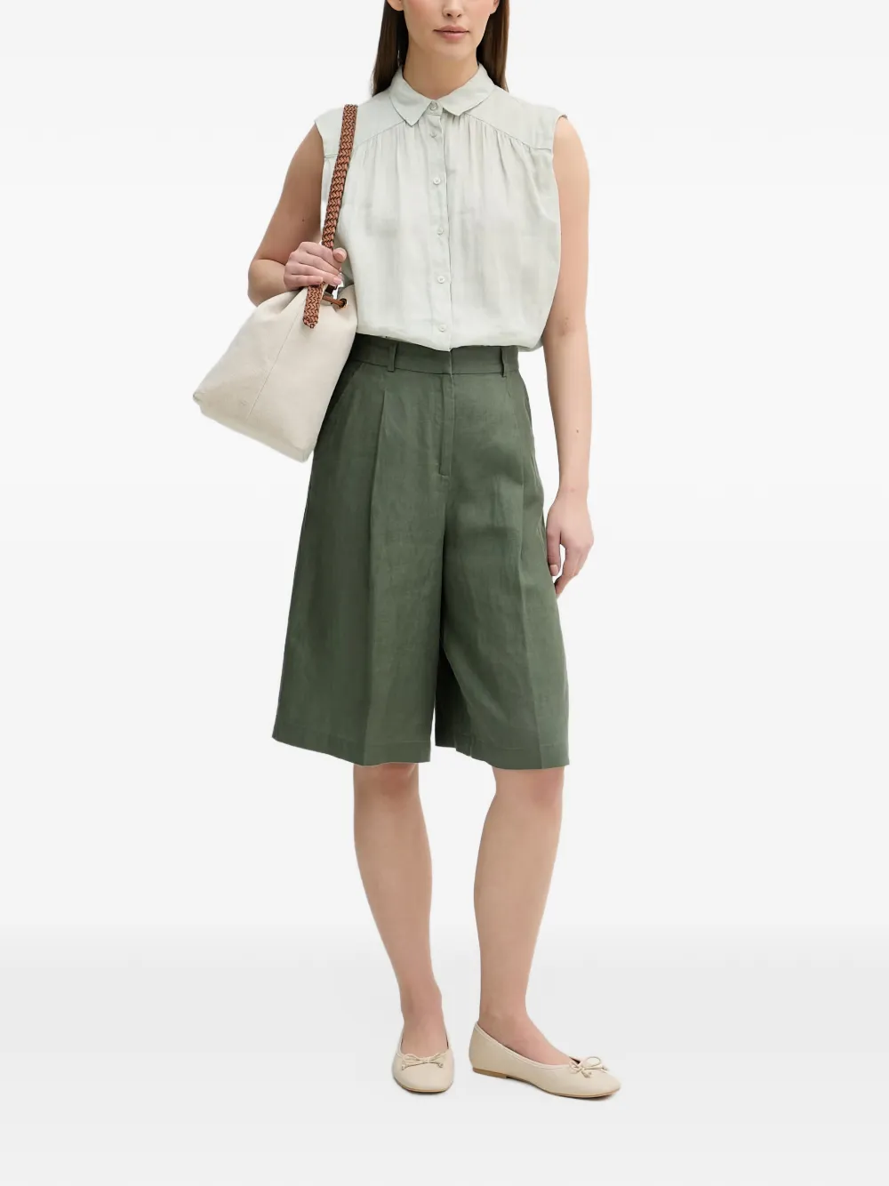 Benetton Geplooide shorts Groen