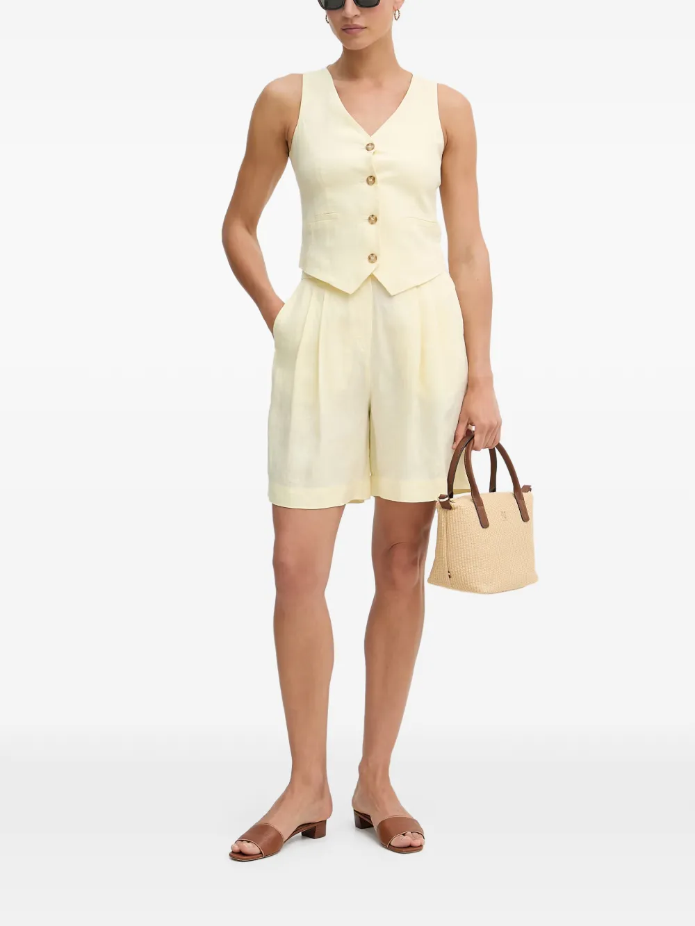 Benetton pleated linen shorts - Jaune Benetton pleated linen shorts - Jaune