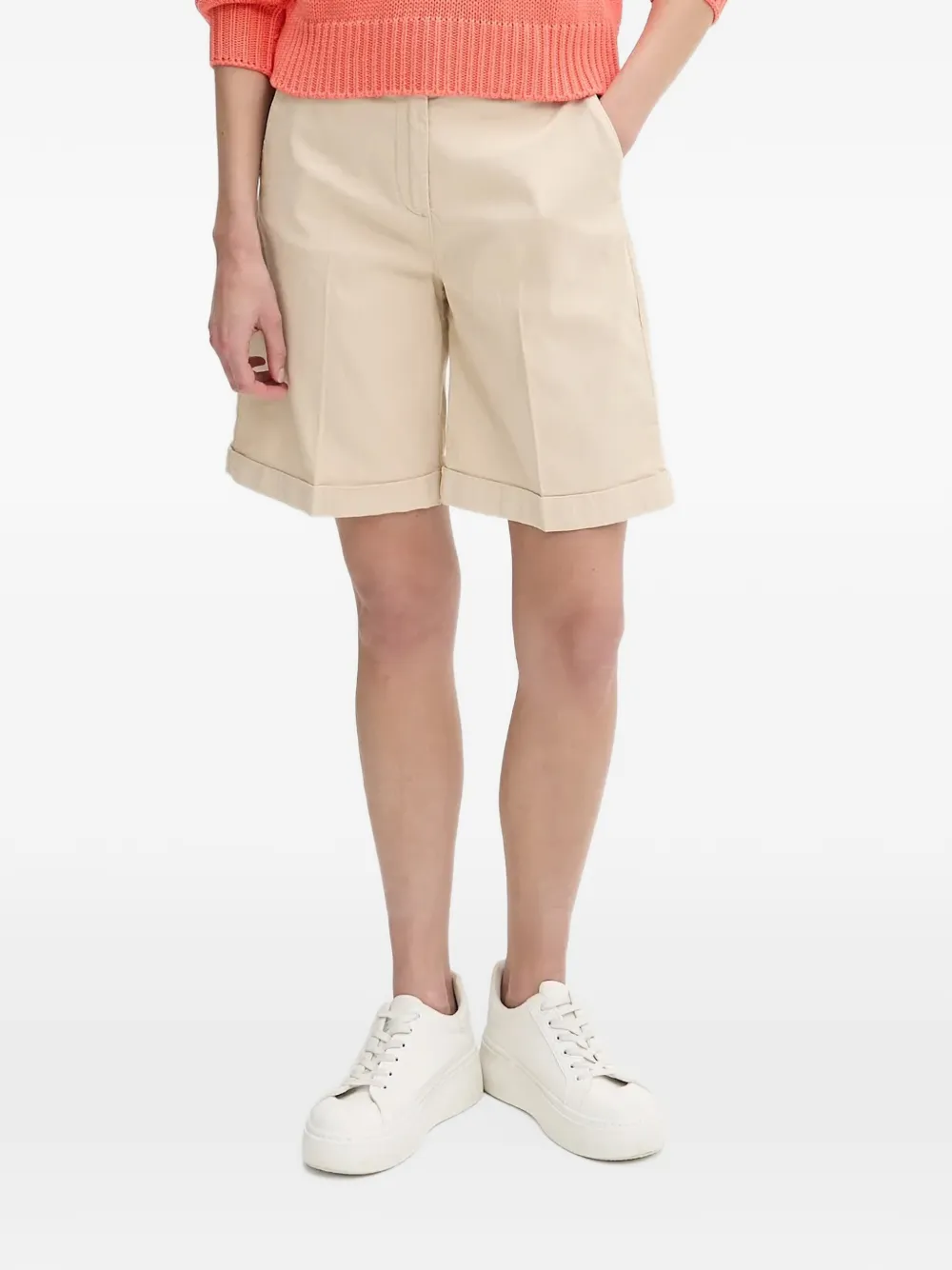 Benetton Turned-up Cuff Shorts In Neutral