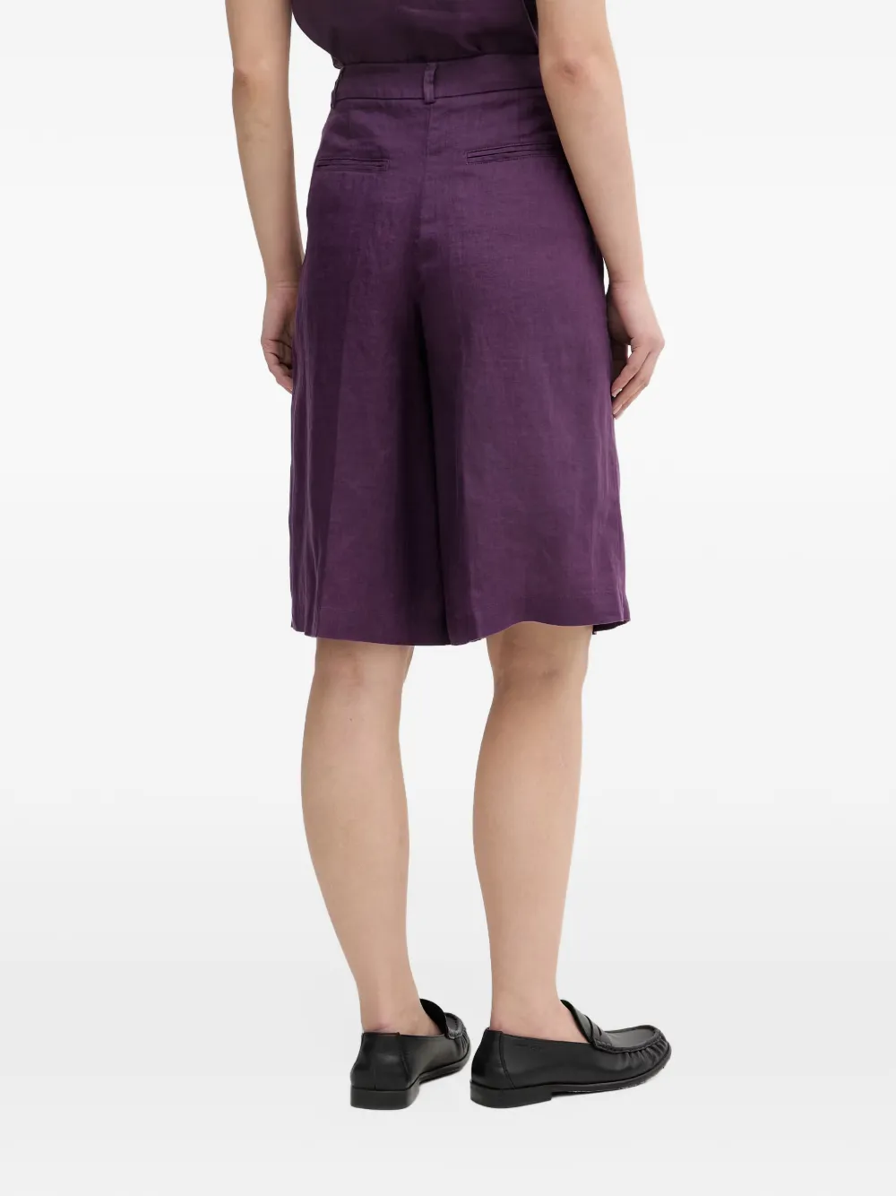 Benetton Geplooide linnen shorts Paars