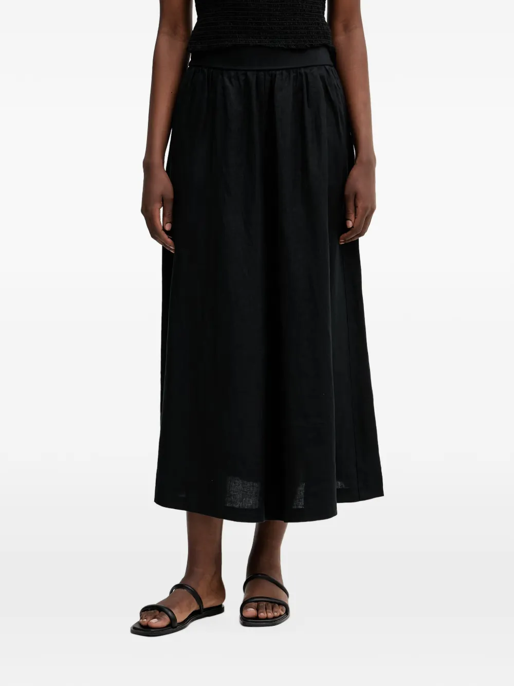 Benetton jupe mi-longue à fronces et taille élastiquée - Noir