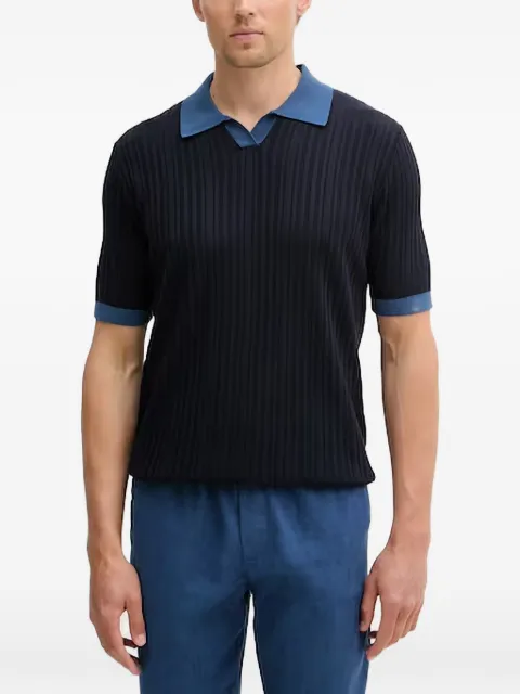 Benetton ribbed-knit polo-collar T-shirt