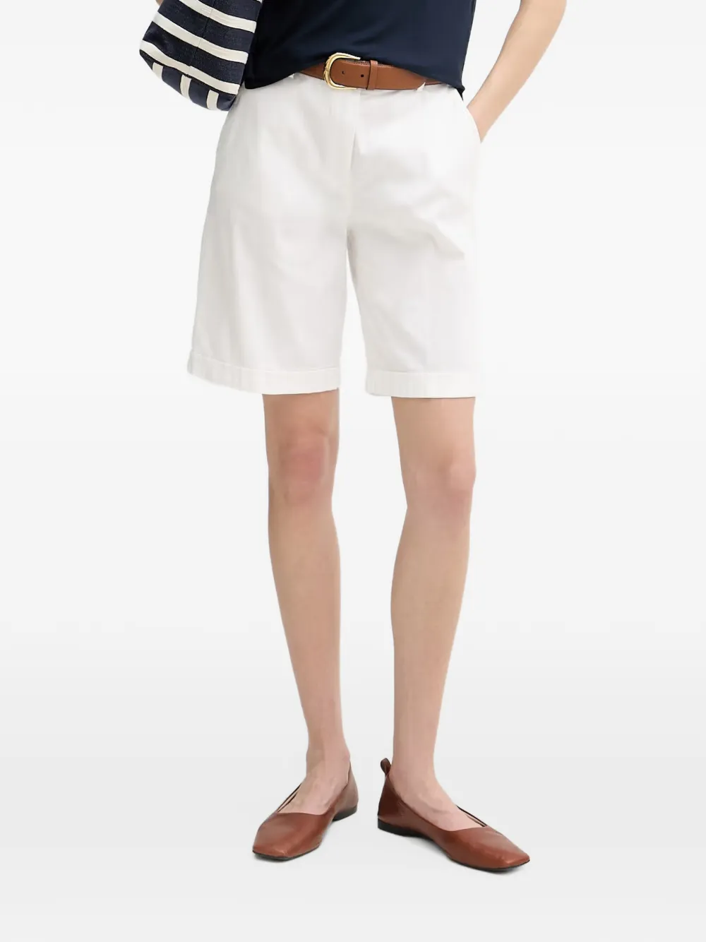 Benetton Mid-length Pleated Shorts In White