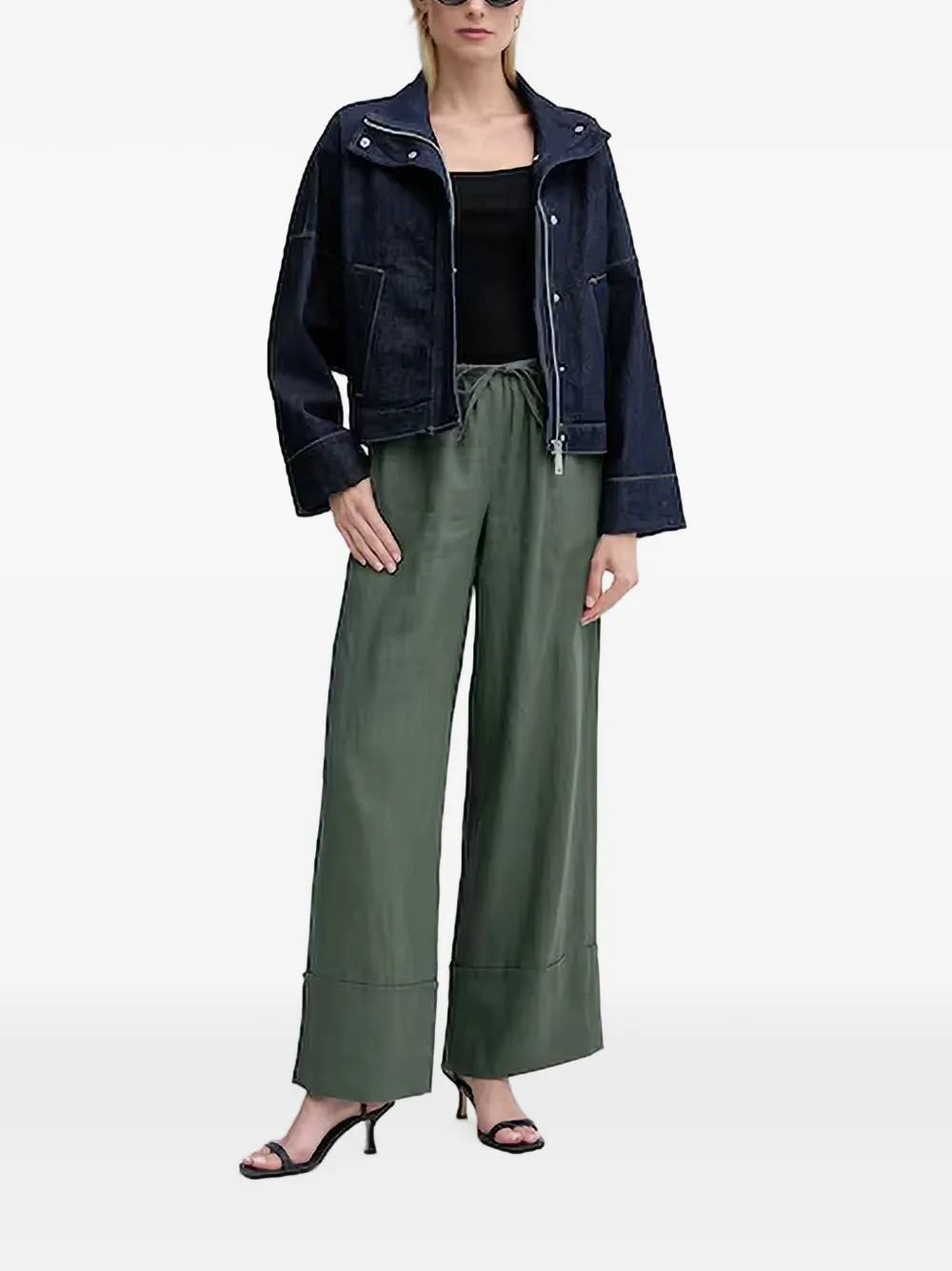 Benetton Broek met wijde pijpen Groen