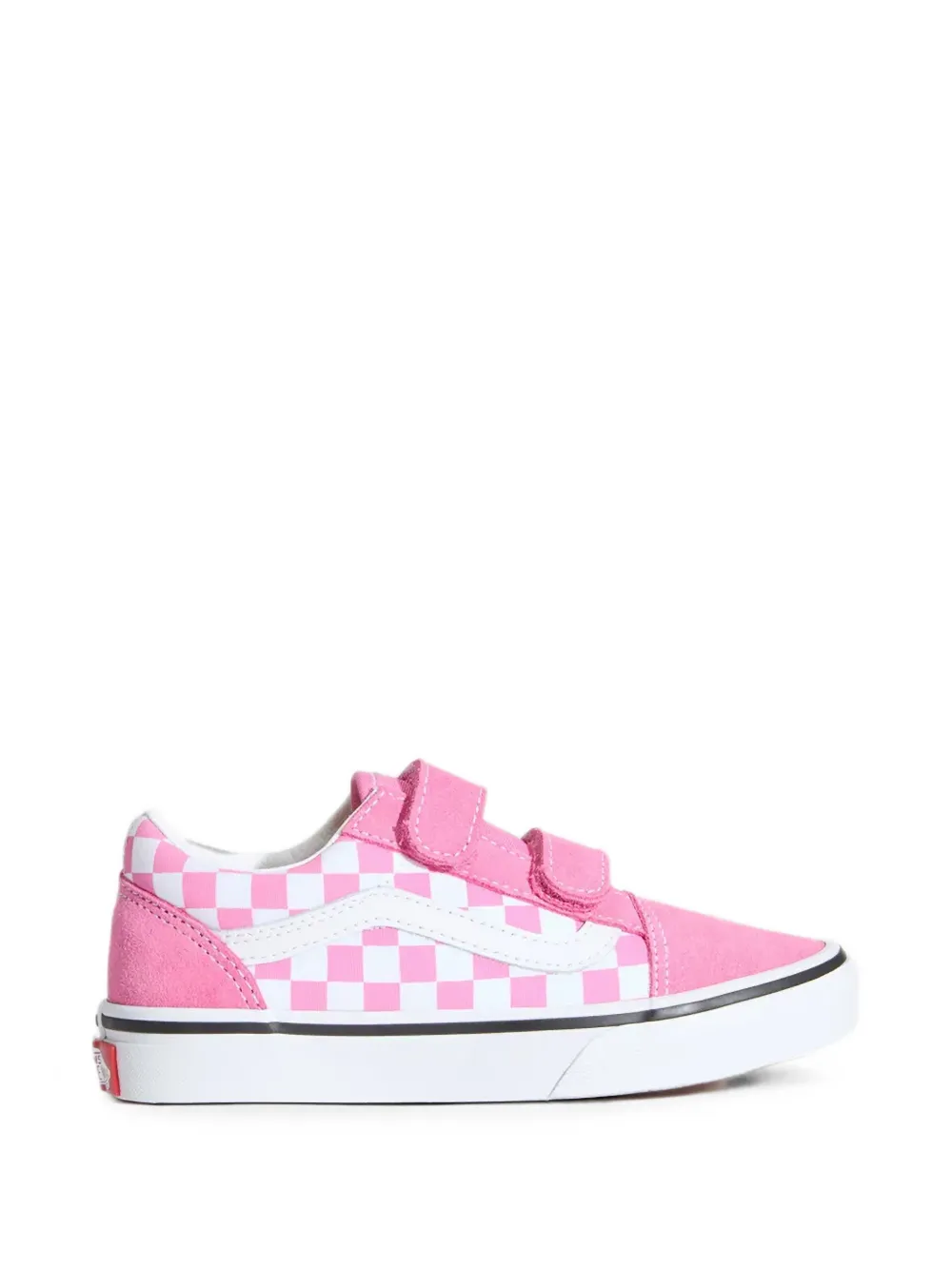 Vans Kids Old Skool V checkerboard touch-strap sneakers Roze