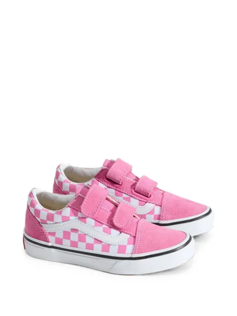 Vans Kids Old Skool V checkerboard touch-strap sneakers