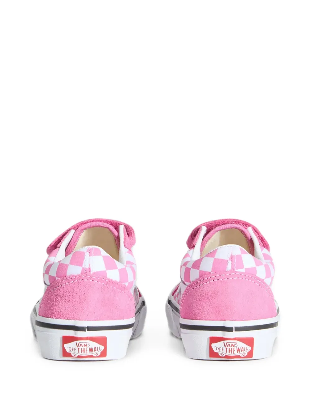 Vans Kids Old Skool V checkerboard touch-strap sneakers Roze