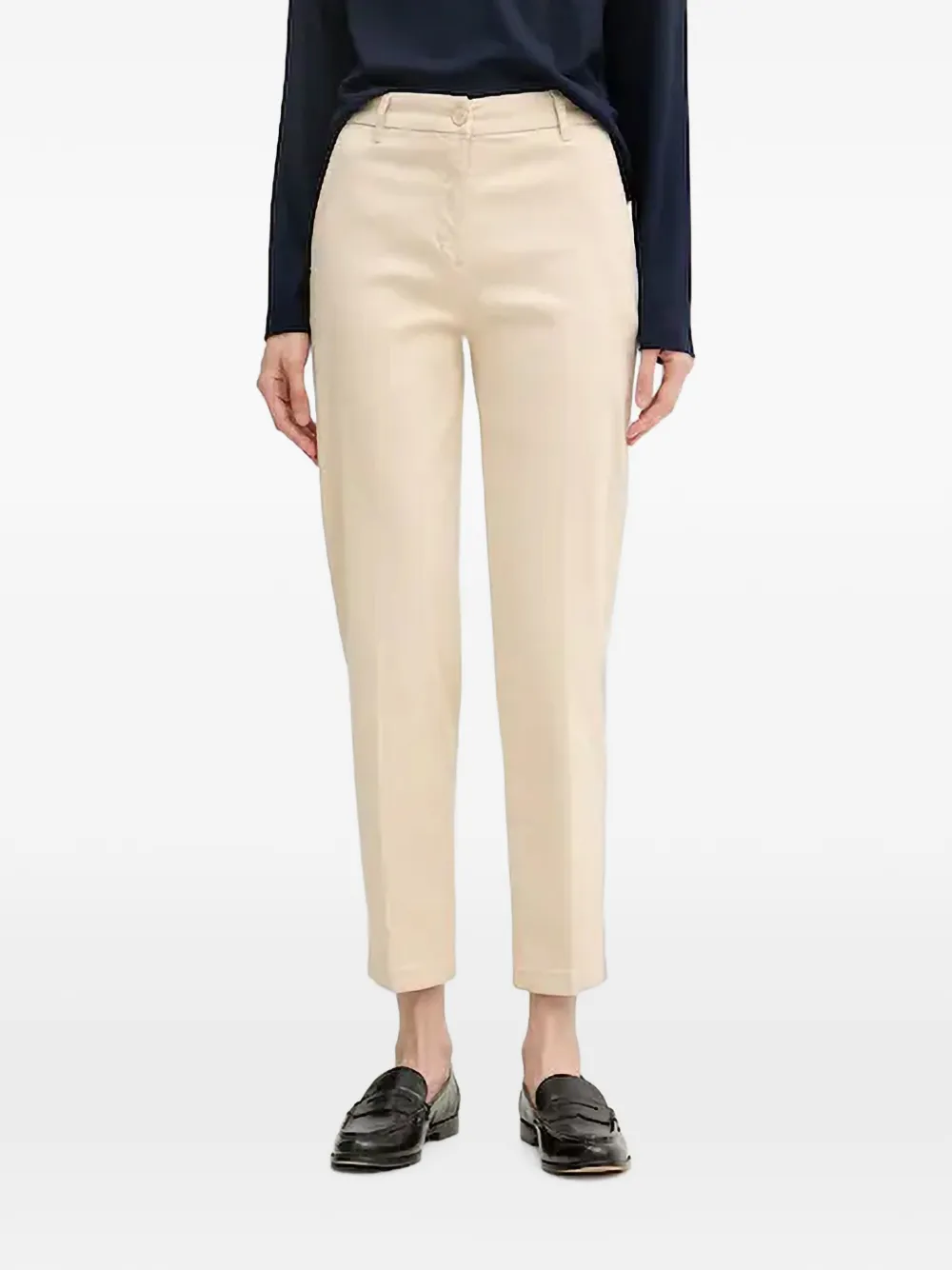 Benetton Cropped-Hose mit Gürtelschlaufen - Nude