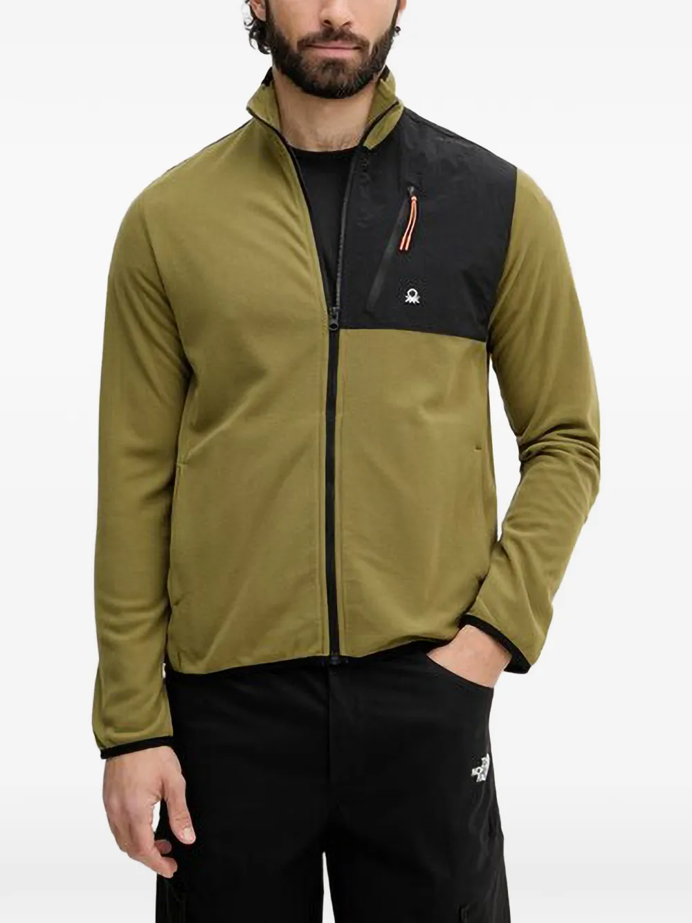 Benetton sweat zippé à empiècements - Vert