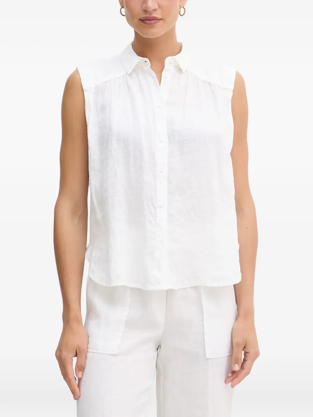 Benetton chemise plissée à design sans manches - Blanc Benetton chemise plissée à design sans manches - Blanc