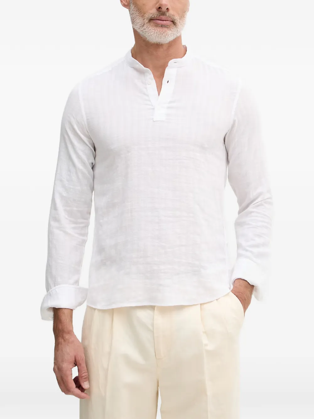 Benetton Henley textured long-sleeve shirt - Blanc Benetton Henley textured long-sleeve shirt - Blanc