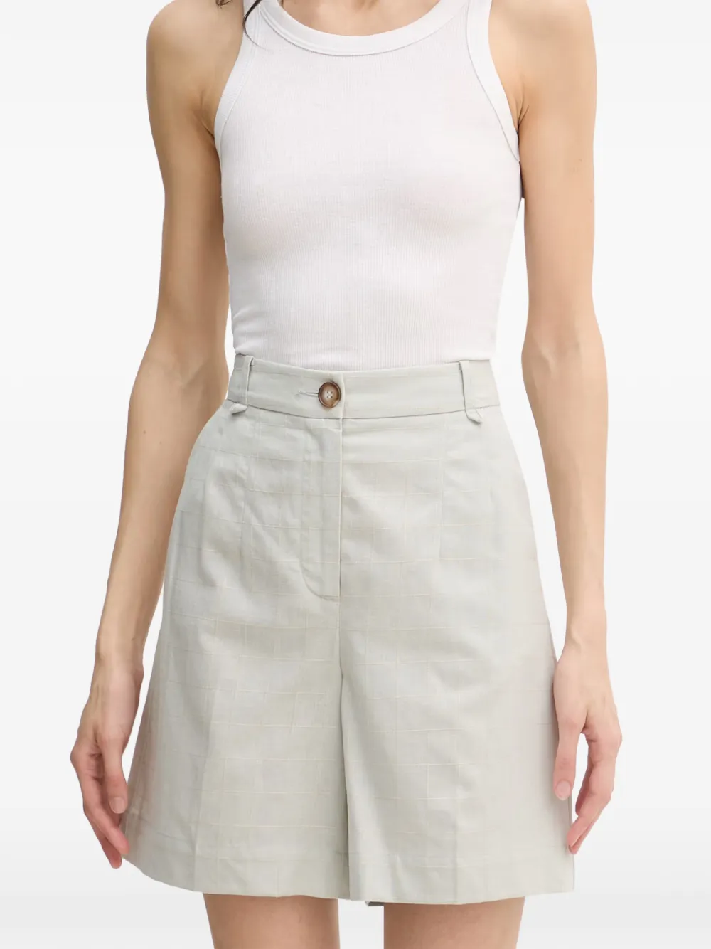 Benetton check-pattern pleated shorts - Grau