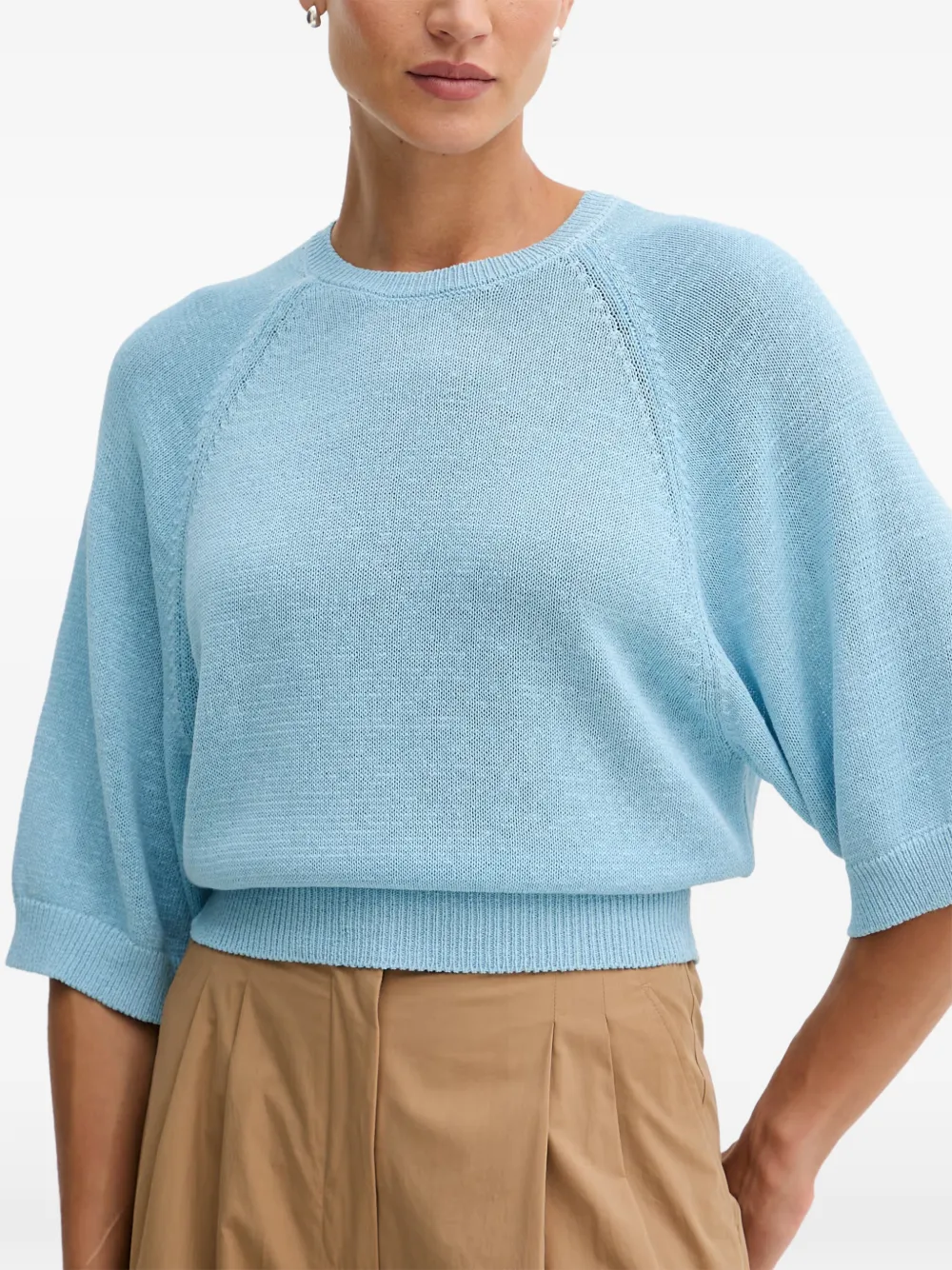 Benetton Trui met raglan mouwen en geribbelde afwerking Blauw