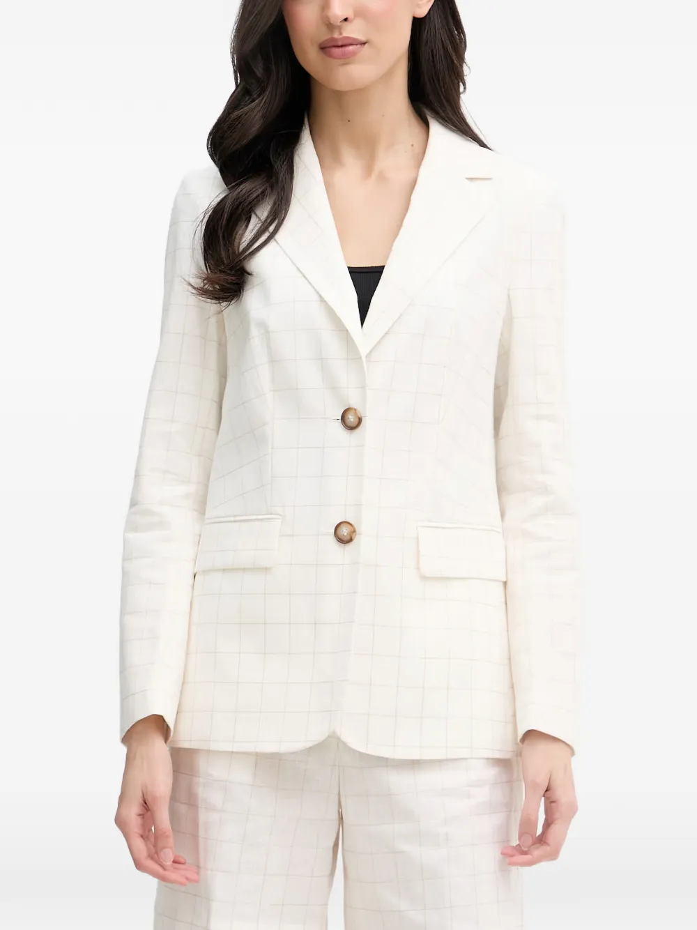 Benetton blazer à carreaux et revers crantés - Tons neutres Benetton blazer à carreaux et revers crantés - Tons neutres