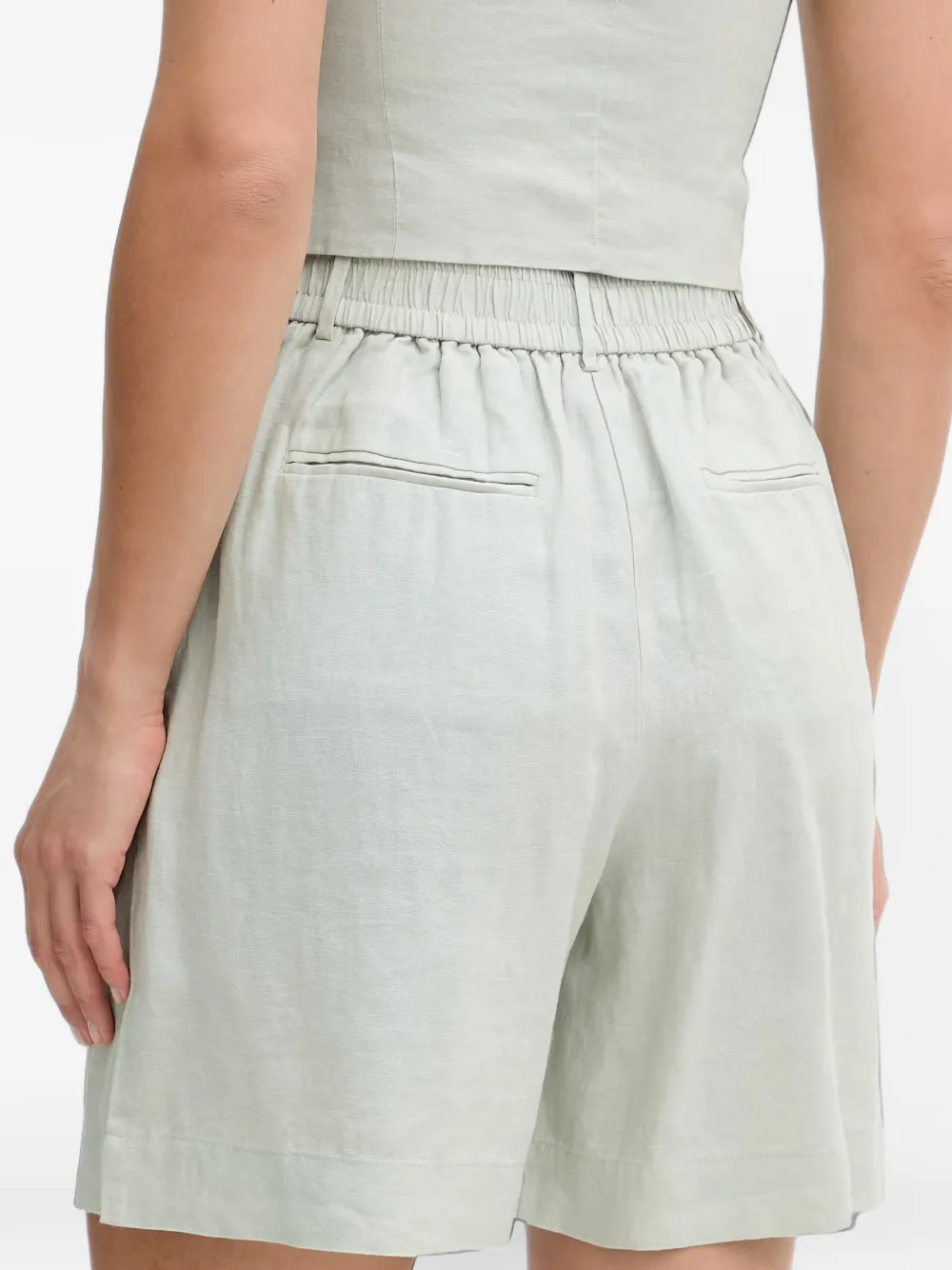 Benetton Getailleerde high-waist shorts met plooien Groen