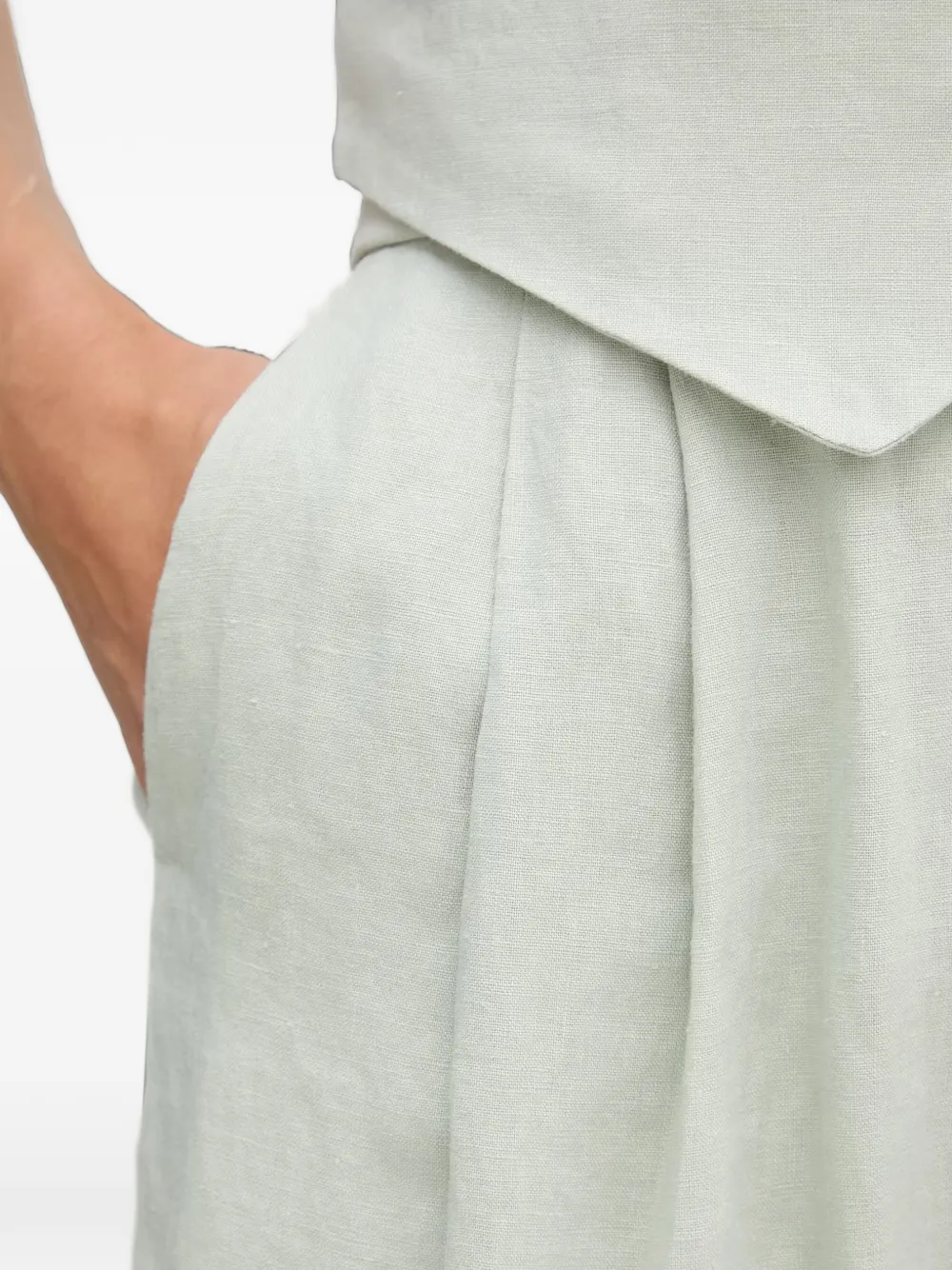 Benetton Getailleerde high-waist shorts met plooien Groen