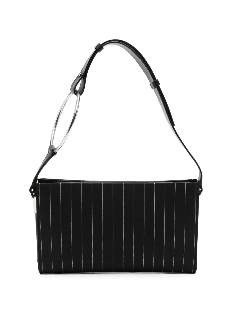 DONDUP pinstripe-pattern ring-handle clutch bag - Nero