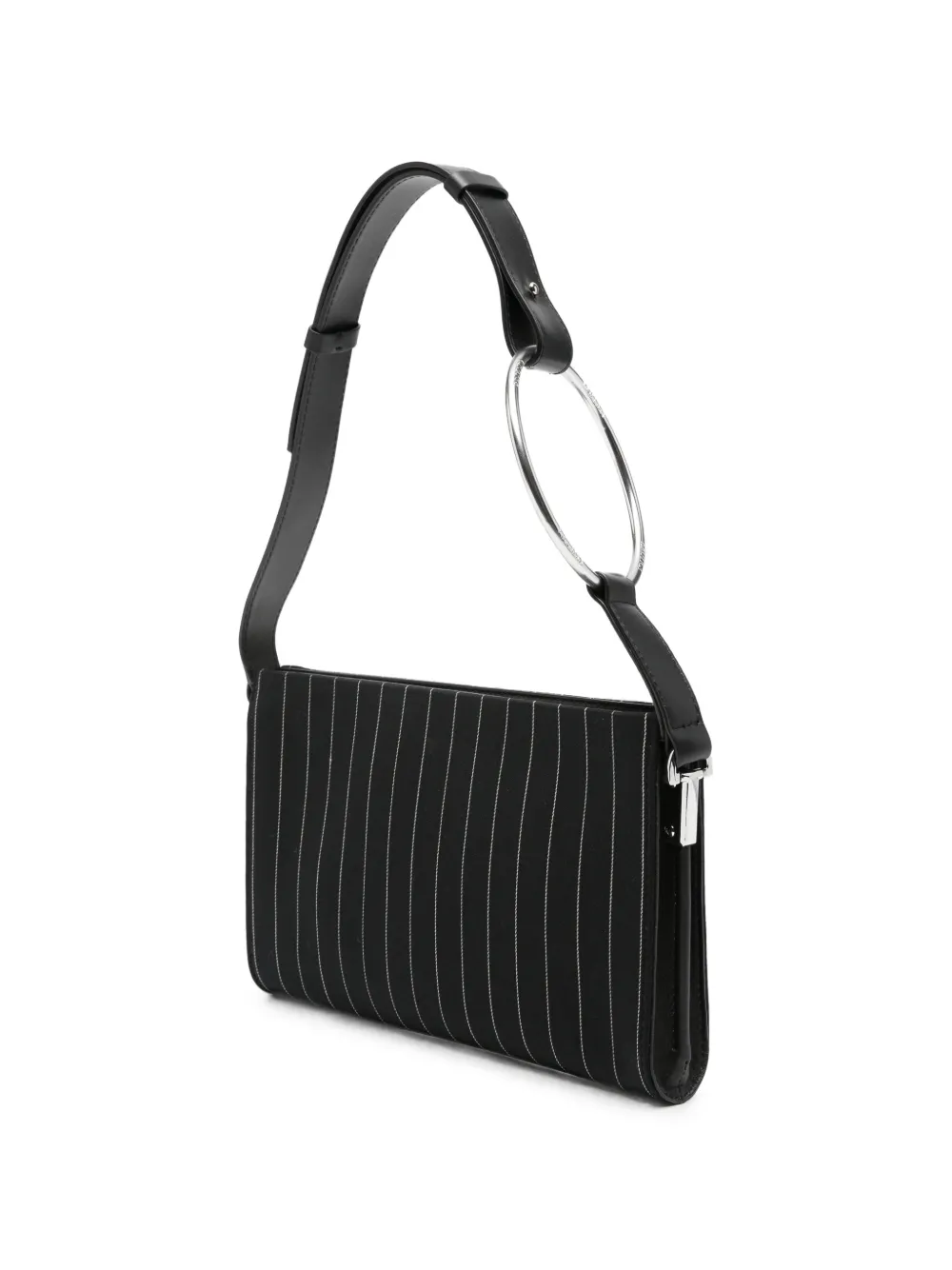 DONDUP Shopper met krijtstreep en ringdetail Zwart