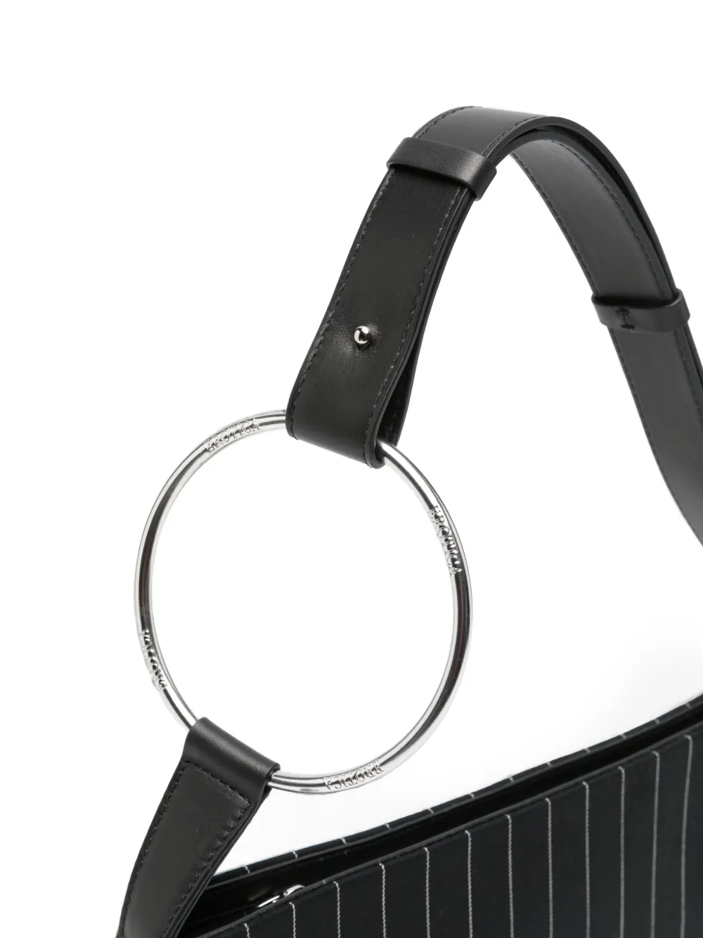 DONDUP Shopper met krijtstreep en ringdetail Zwart