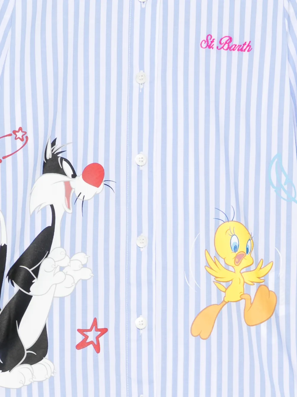 MC2 Saint Barth Kids x Looney Tunes gestreept shirt met grafische print Blauw