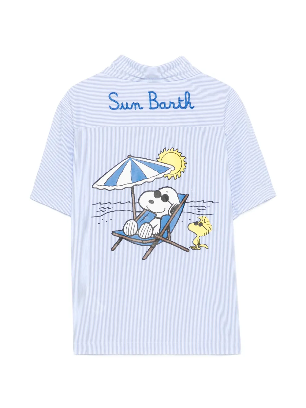 MC2 Saint Barth Kids x Peanuts gestreept shirt met Snoopy-print Blauw