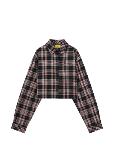 Off-White Kids check-print cropped shirt