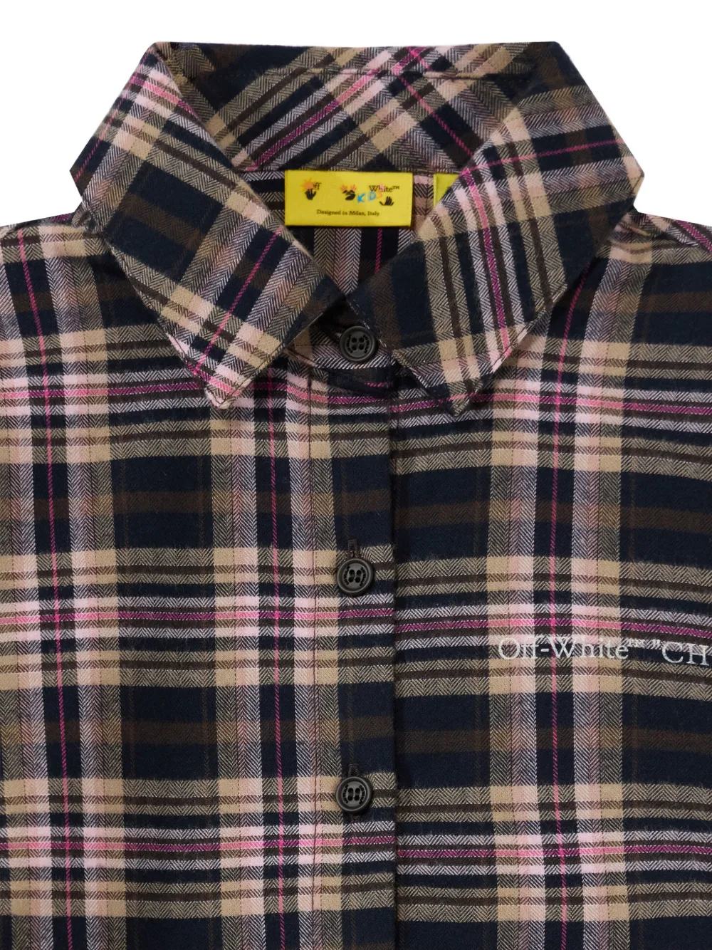 Off-White Kids check-print cropped shirt Bruin