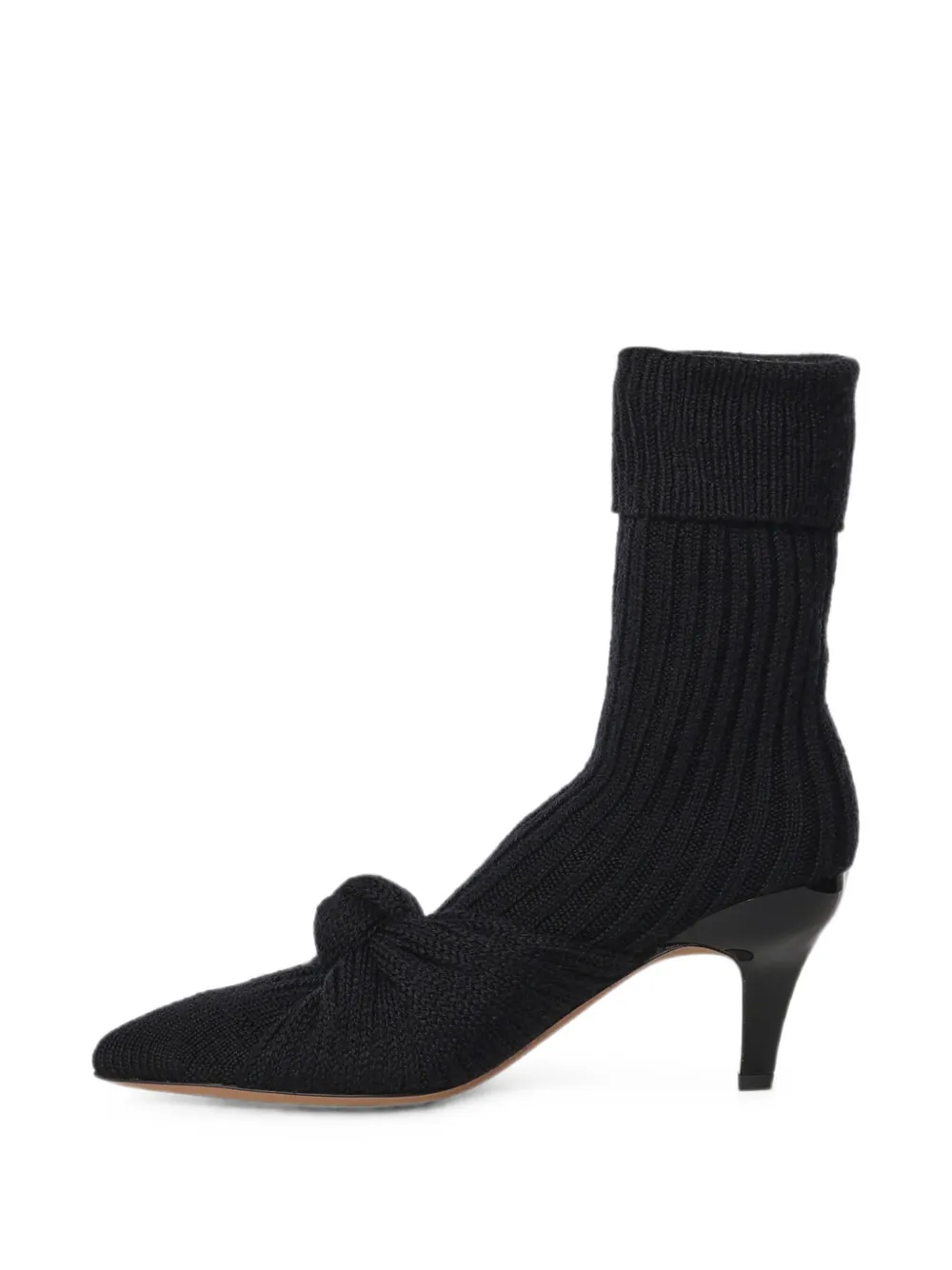 Chloé knot-detail ribbed-knit ankle boots Zwart