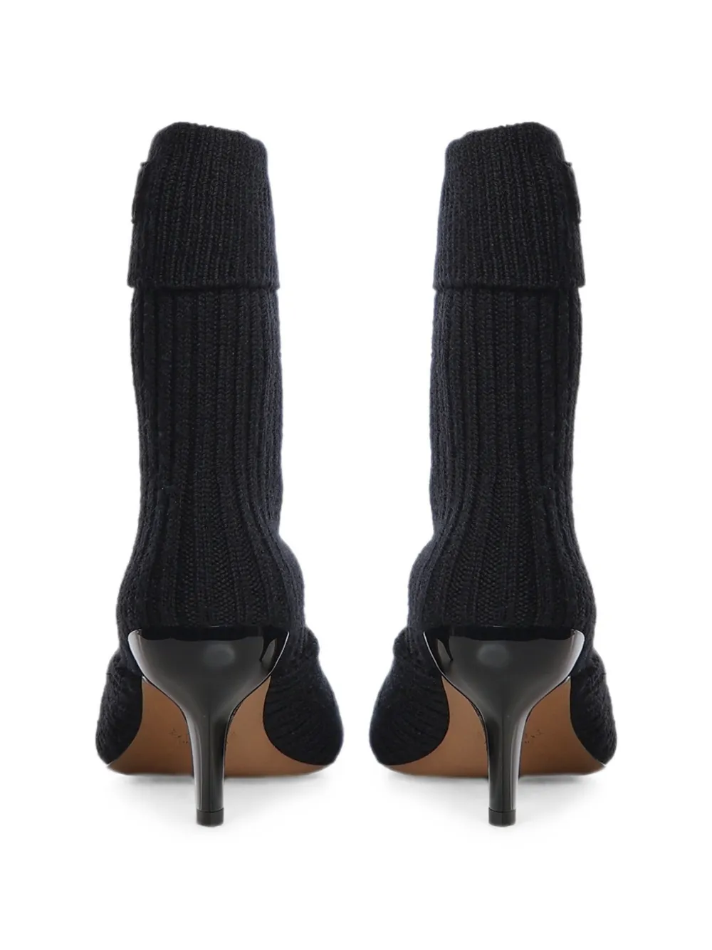 Chloé knot-detail ribbed-knit ankle boots Zwart