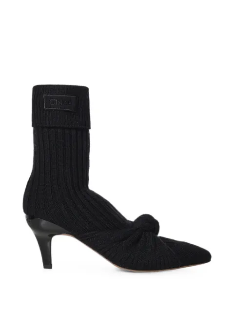 Chloé knot-detail ribbed-knit ankle boots