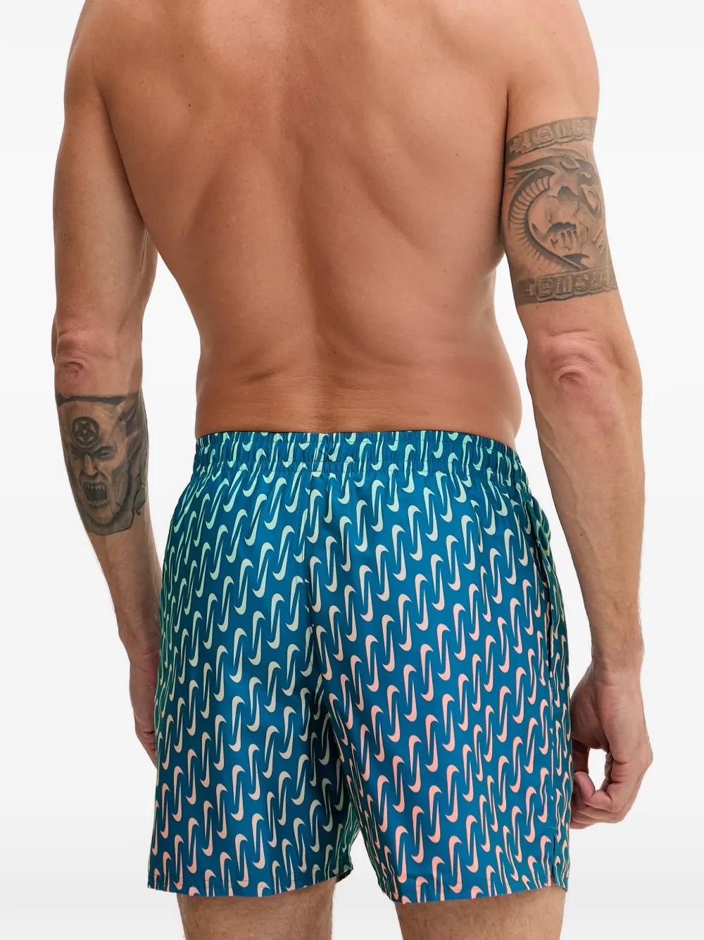Nike logo-print drawstring swim shorts Blauw