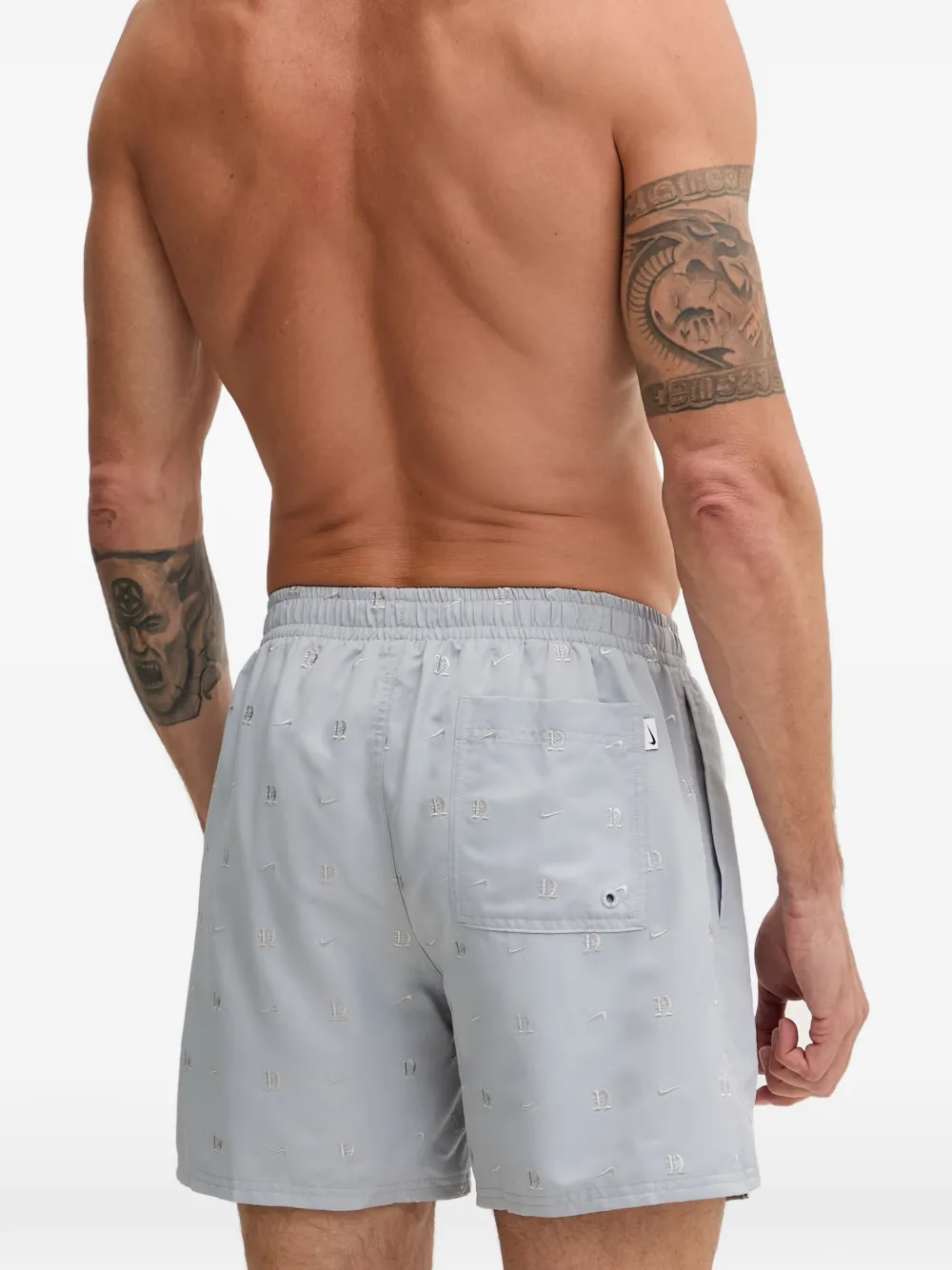 Nike logo-embroidered drawstring swim shorts Grijs