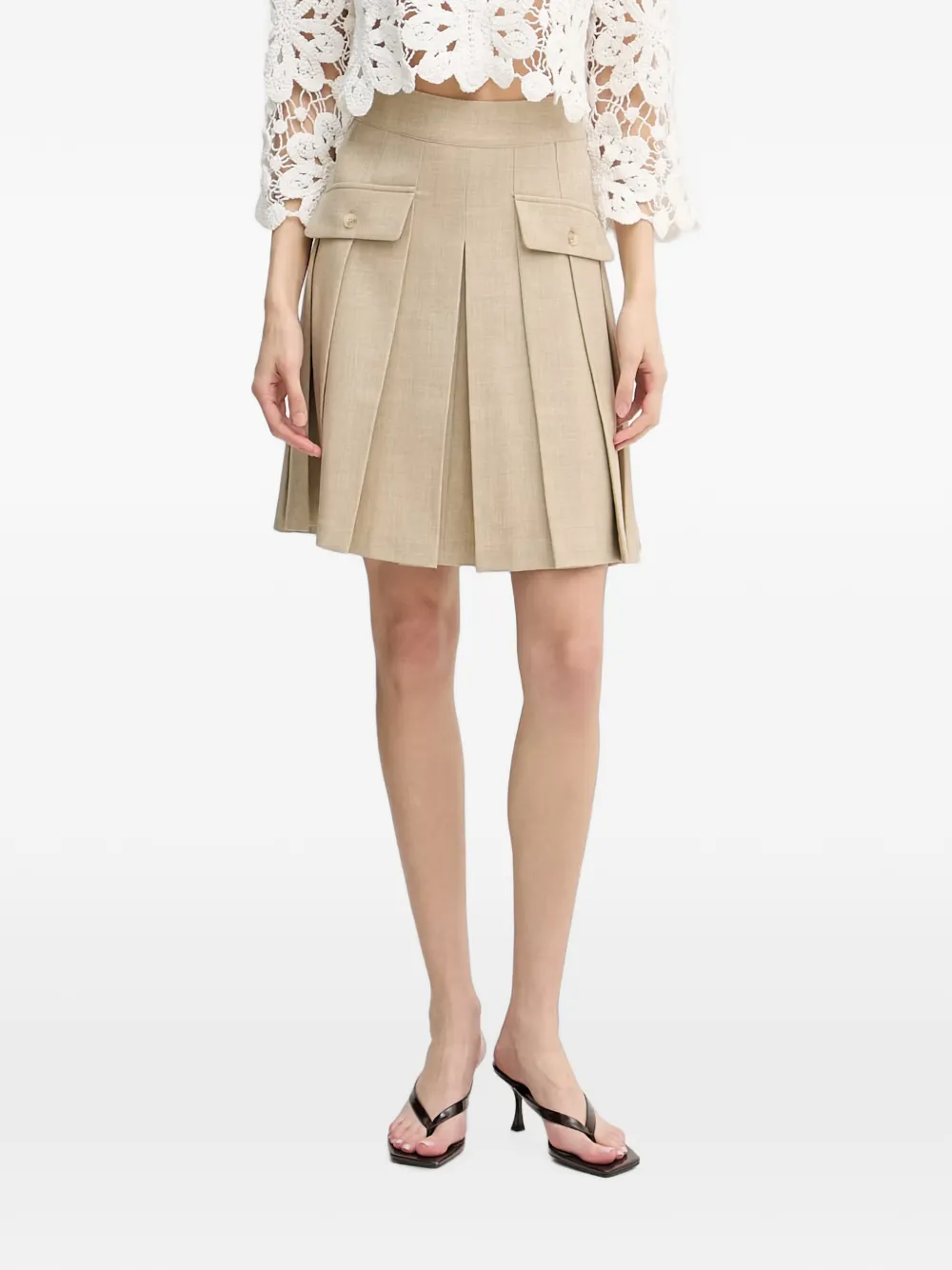 Mos Mosh MMRuni Flair pleated-flap mini skirt - Toni neutri