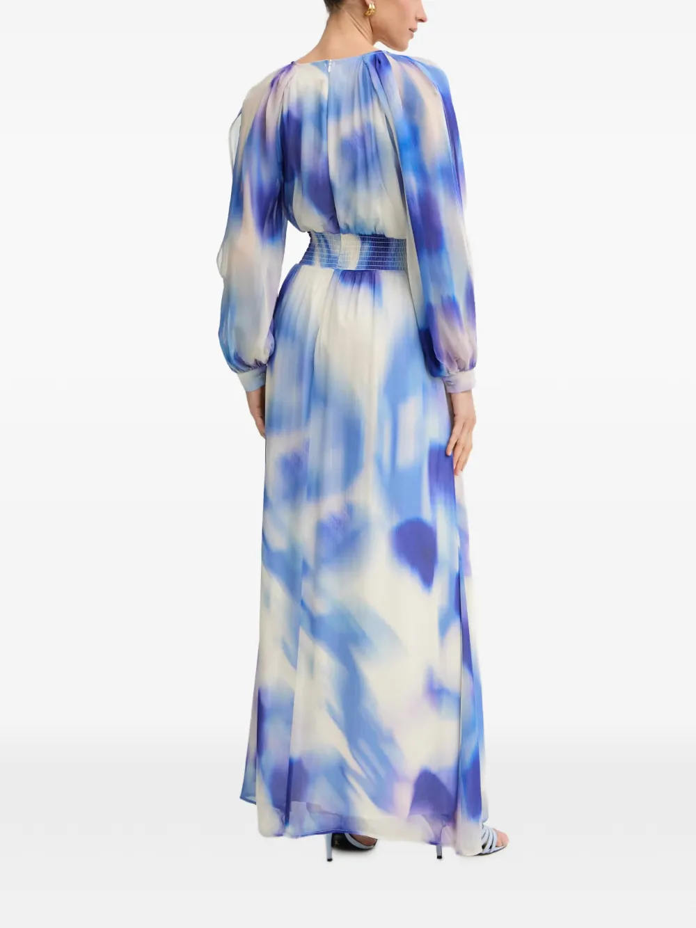 Morgan Maxi-jurk met split en abstracte print Blauw