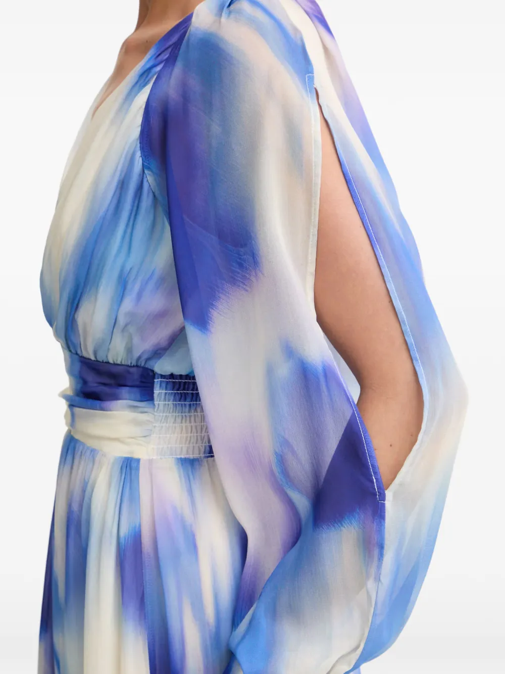 Morgan Maxi-jurk met split en abstracte print Blauw