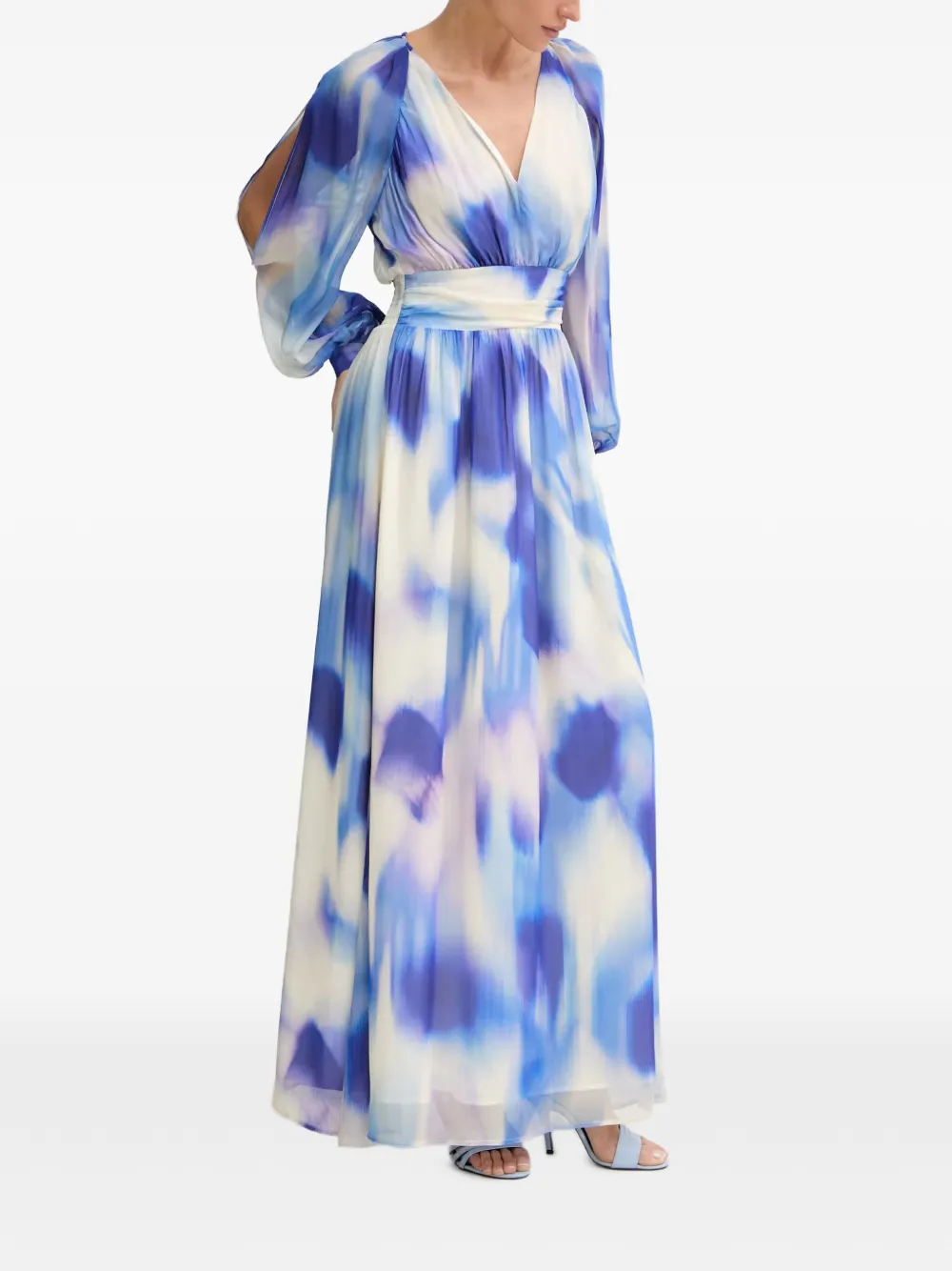Morgan Maxi-jurk met split en abstracte print Blauw