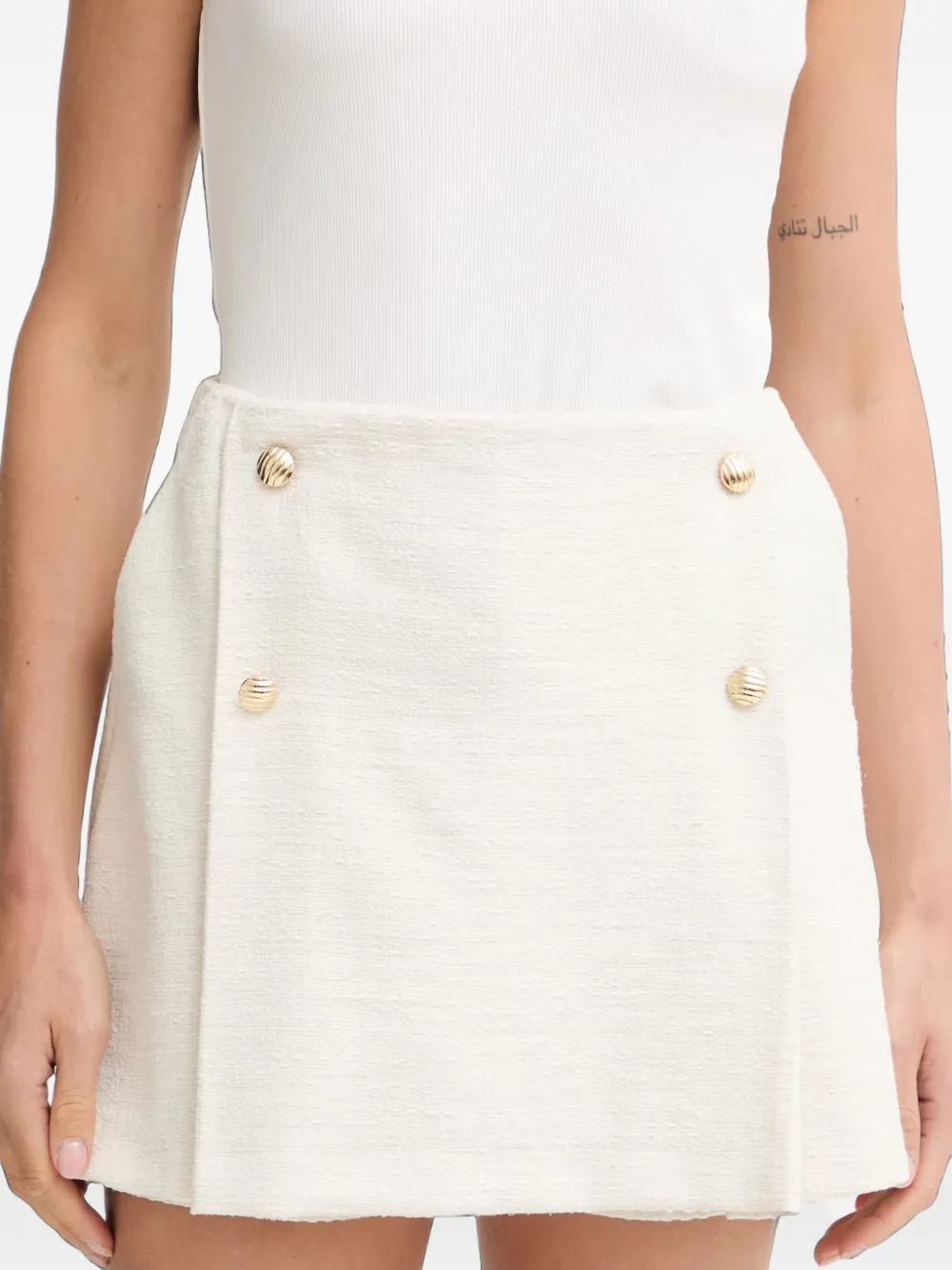Morgan Skorts met dubbele rij knopen en tweed-effect Beige