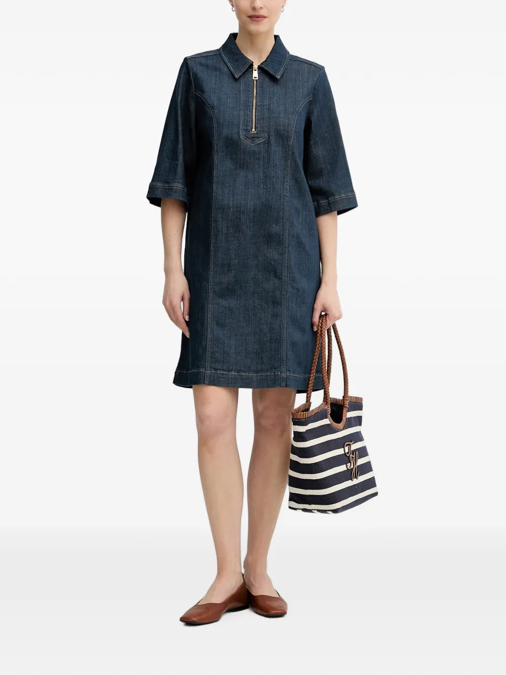 Mos Mosh MMAbigail denim mini-jurk met kwartrits Blauw