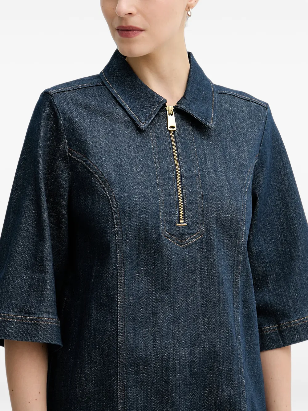 Mos Mosh MMAbigail denim mini-jurk met kwartrits Blauw